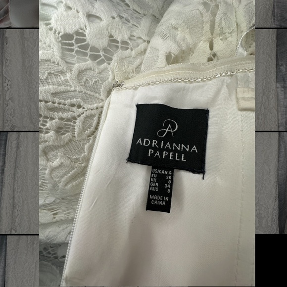 Adrianna Papell White Lace, Strapless Bodycon Long Wedding Gown Dress ~ Size 4 - Picture 8 of 11